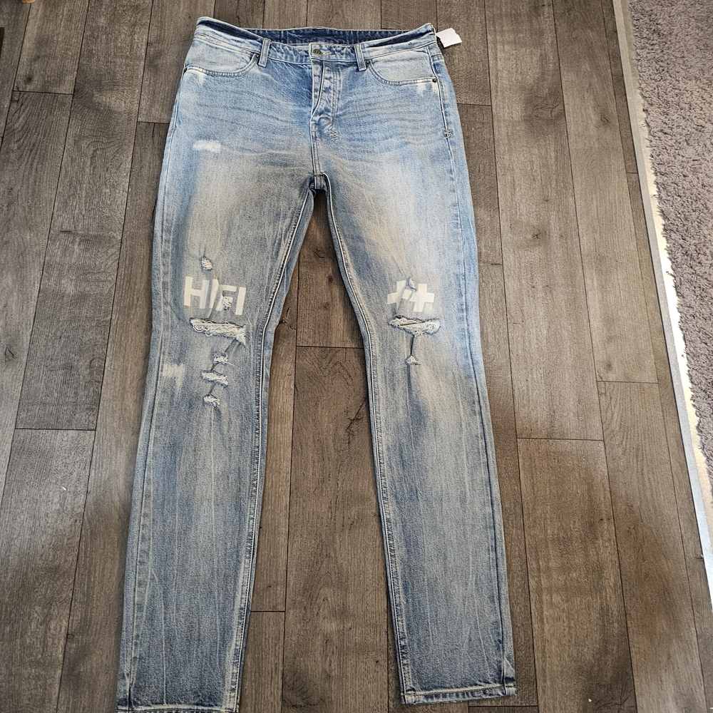 Ksubi Chitch Vertigo Acubi Hi Fi Trashed Light  Blue Denim Pants Size 36 {J3}